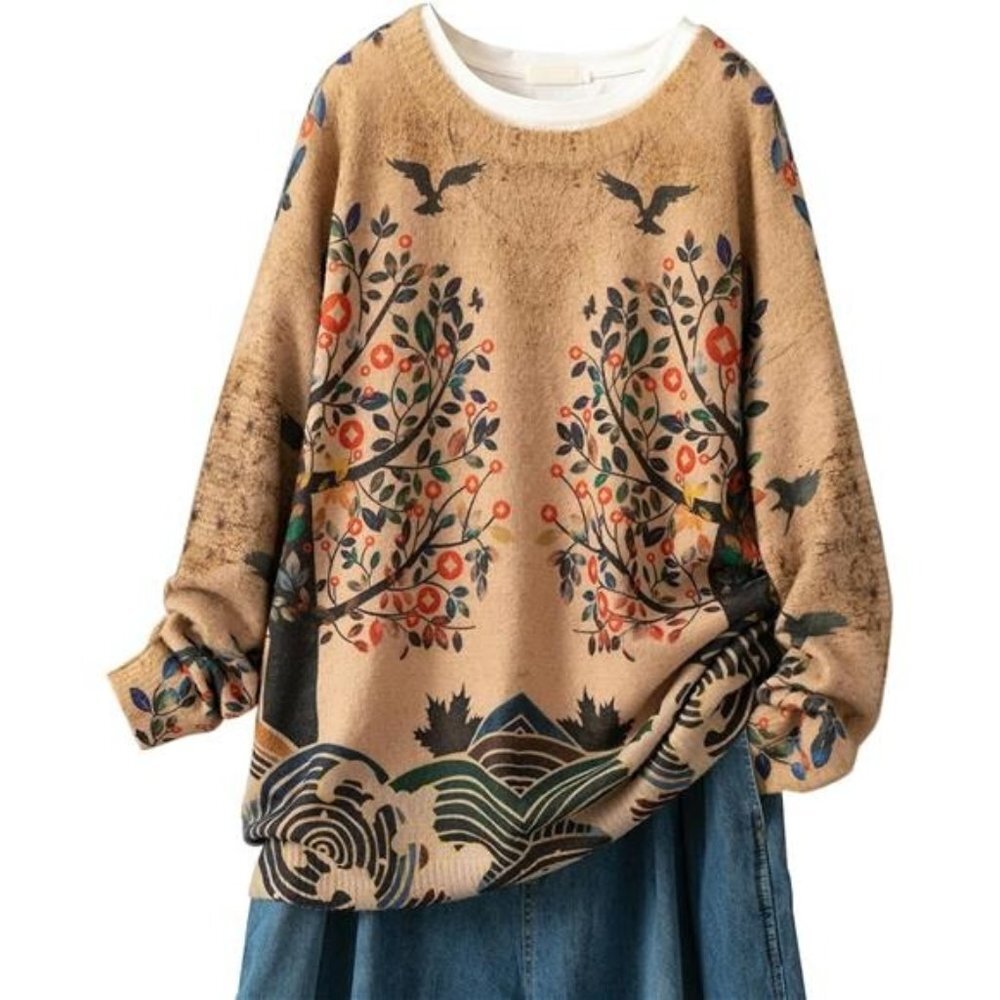 Oversized Pullover Sweaters Women Sweater Graphic Casual Loose Long Sleeve Knit